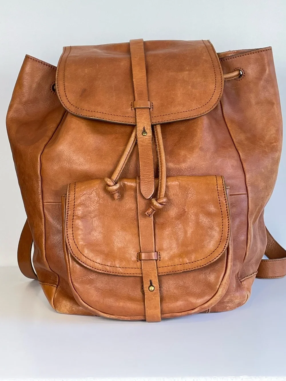 Madewell “ The Transport Rucksack”Cognac Leather Backpack with Front Pocket
